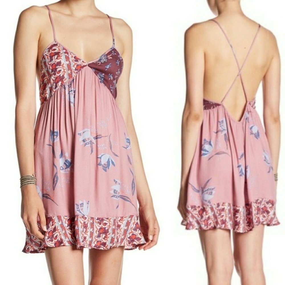 Free People Pink Floral Chemise